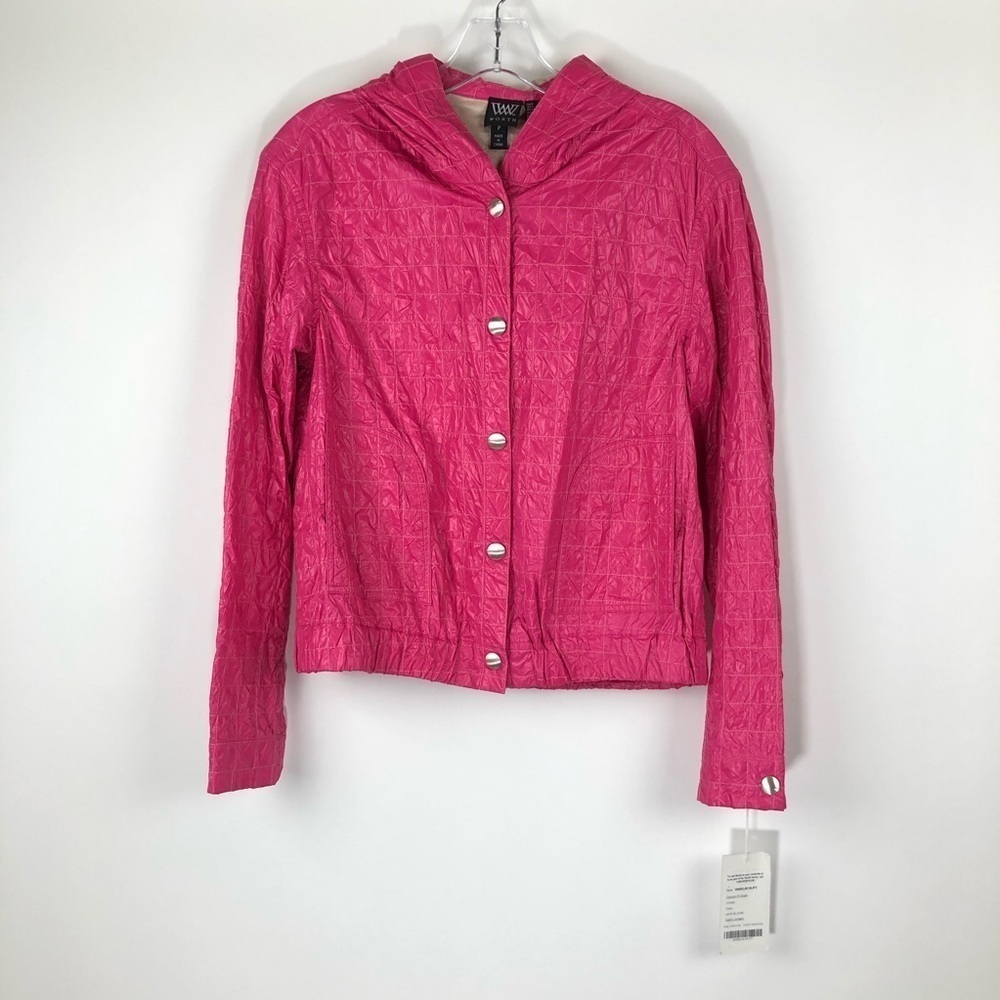 WORTH Pink Hooded Windbreaker Jacket Petite